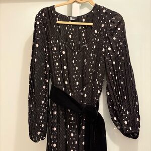 The Kooples Women's black maxi dress with velour belt size 3 Europe/ 8-10 US